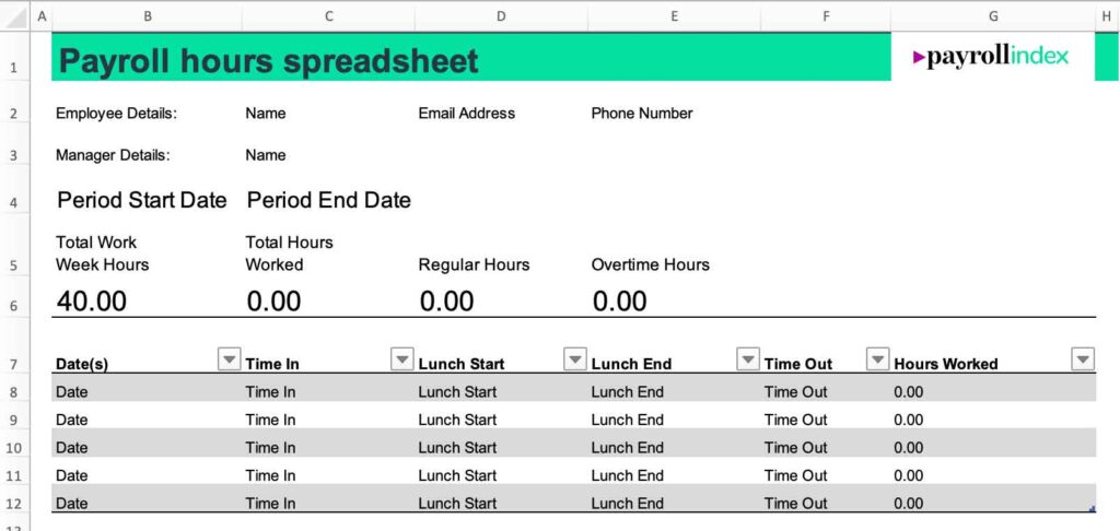 UK Payroll Spreadsheet Templates | Free Excel & Google Sheets Downloads